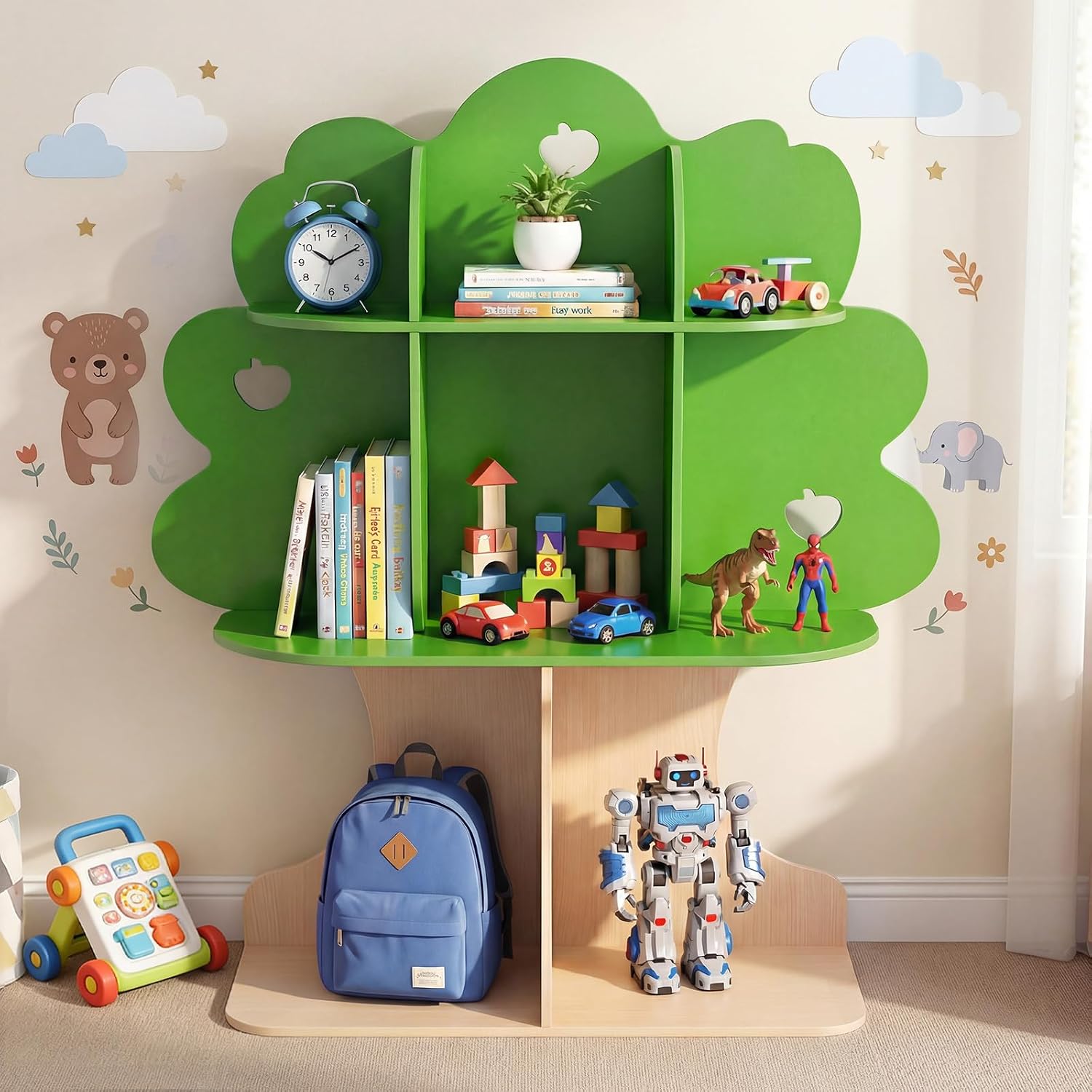 Montessori Shelf Toy - Çocuklar için Ağaç Kitaplık 3 Katmanlı