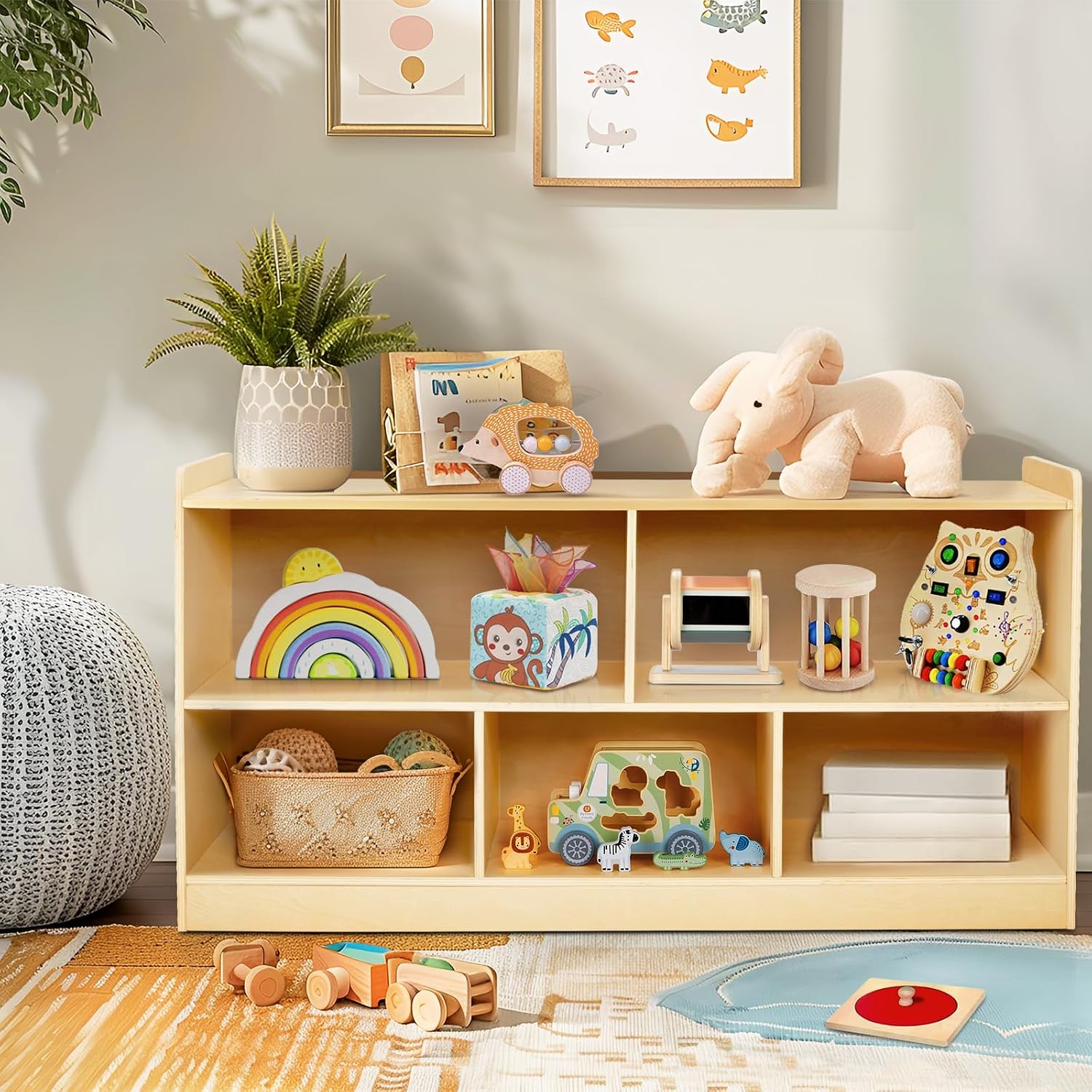 Montessori Shelf Toy - Montessori Rafı Ahşap Oyuncak Depolama Düzenleyici