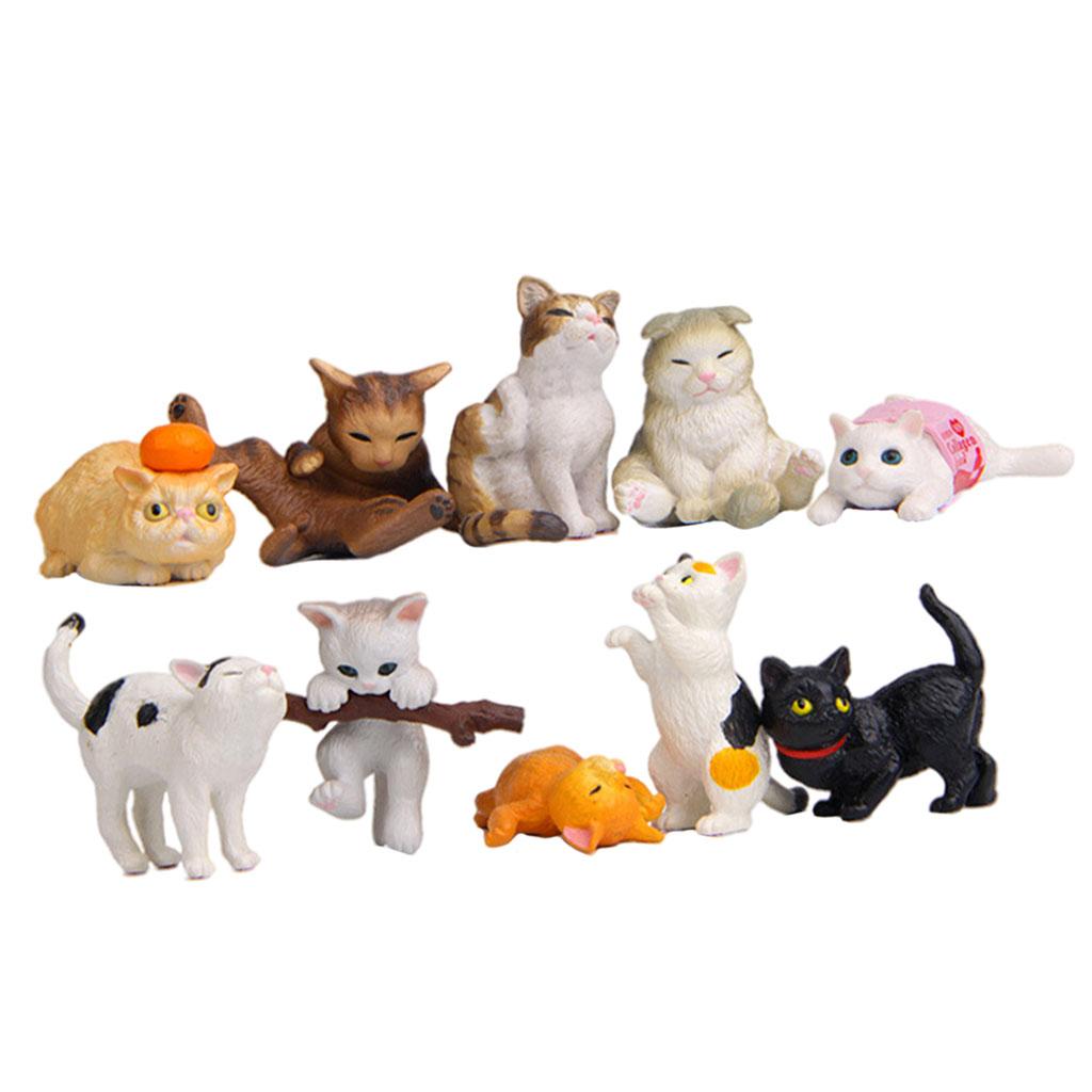 Kids Education Learn Tv - 10/Set Sevimli Kedi Figürleri Heykelleri Hayvan