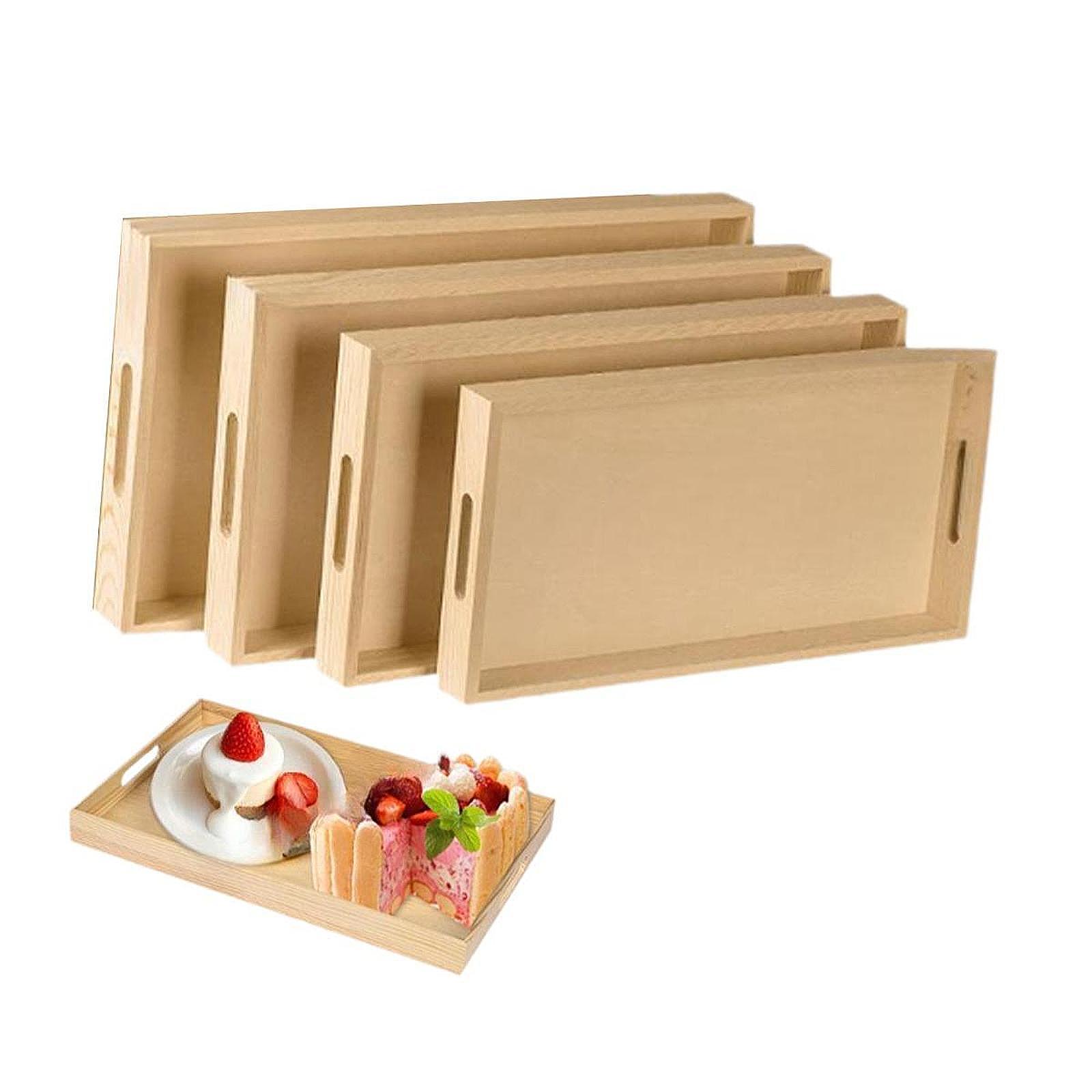 Montessori Shelf Toy - 4 adet Montessori tepsi ahşap servis