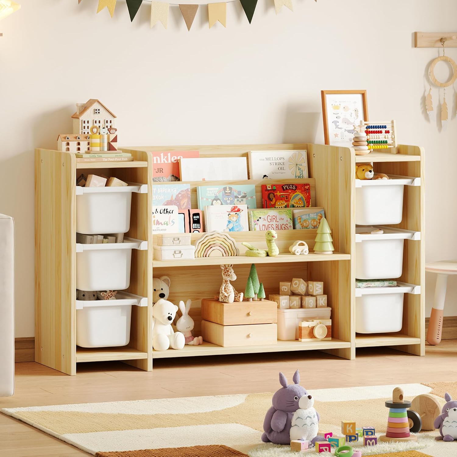 Montessori Shelf Toy - Çocuk Oyuncak Saklama Düzenleyici ve 6