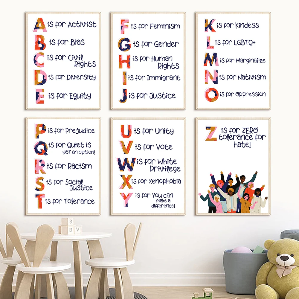 Kids Education Quote - Kreş Alfabe İnsan Hakları Alıntı Baskılar